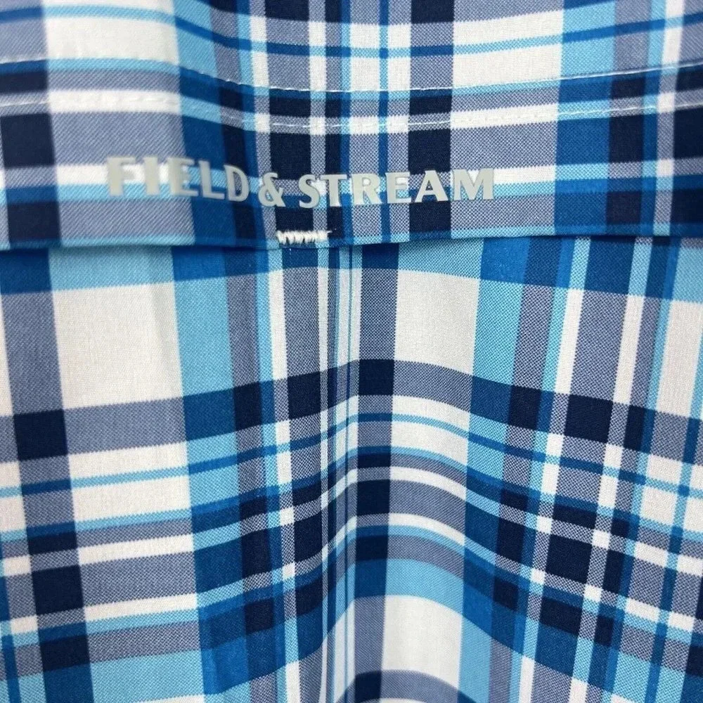 Field &Stream Men’s Vented Fishing Shirt Stretch Button Up Blue Plaid Sz Small - Picture 4 of 7